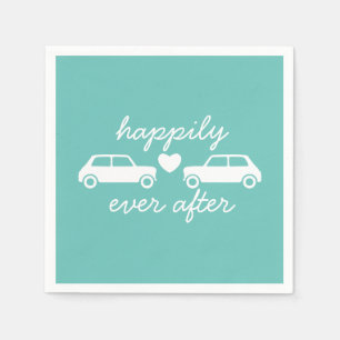 Mini Cooper Hearts - Teal - Happily Ever After Napkin