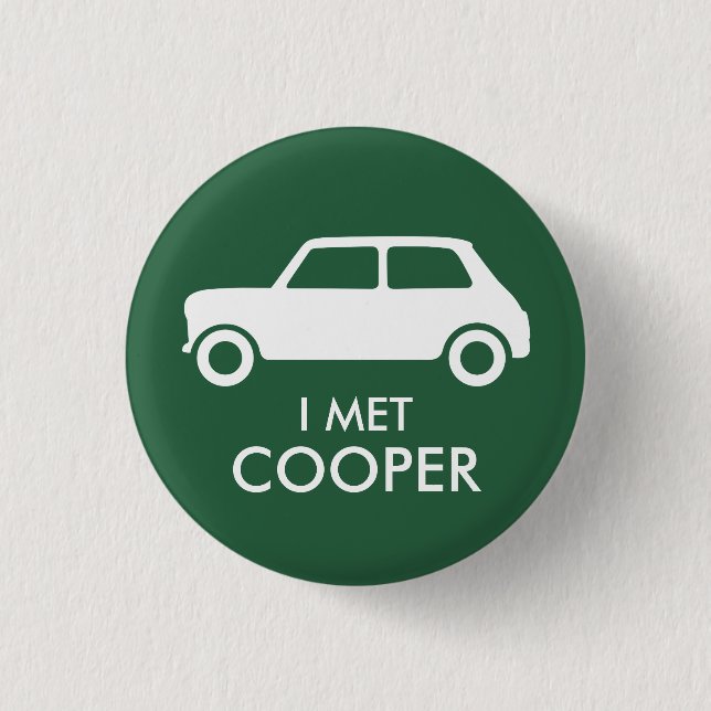Mini Cooper Trading Pin - White on Green (Front)
