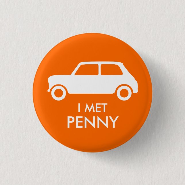 Mini Cooper Trading Pin - White on Orange (Front)