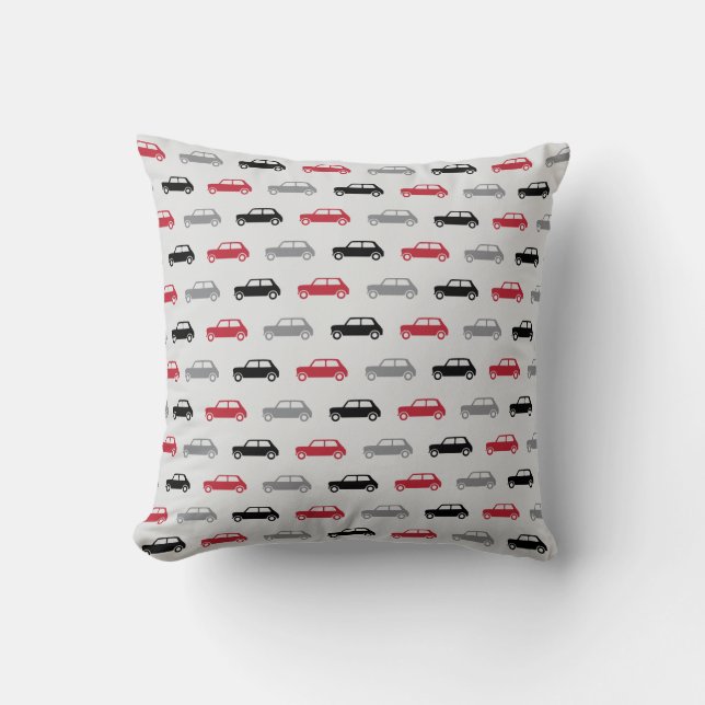 Mini Coopers on the Go - Red & Black - Cushion (Front)