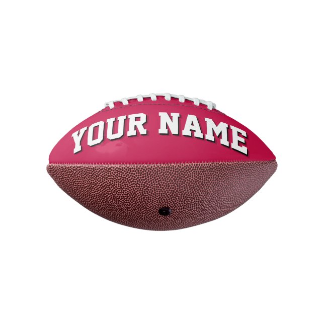 Mini CRIMSON RED AND WHITE Personalised Football American Football (Rotated 270)