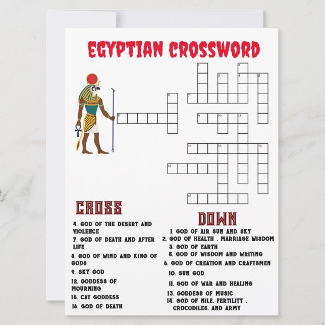 mini crossword egyptian sun god crossword holiday card (Front)