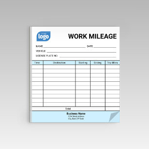 Mini Daily Work Mileage Log Sheet Notepad