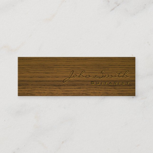 Mini Dark Wood Guitarist Business Card (Front)