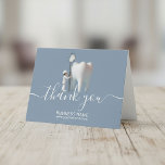 Mini Dentist & Tooth Dusty Blue Dental Office Thank You Card<br><div class="desc">Mini Dentist & Tooth Dusty Blue Dental Office Thank You Cards.</div>