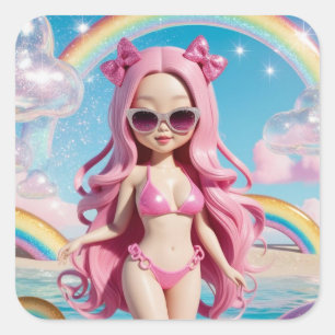Mini Diva in Paradise Square Sticker