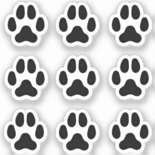 Mini Dog Paw Prints Black Animal Tracks Stickers