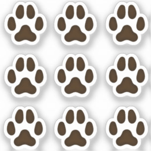 Mini Dog Paw Prints Dark Brown Pet Stickers