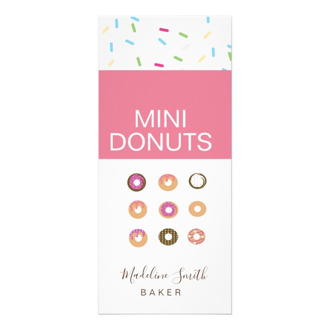 Mini Donuts Baker Bakery Homemade Treats Rack Card (Front)