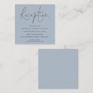 MINI Dusty Blue Script Wedding Reception Details  Enclosure Card