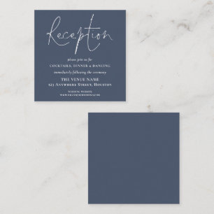 MINI Dusty Navy Blue Wedding Reception Details Enclosure Card