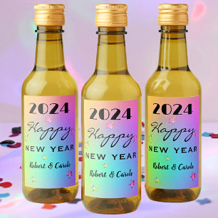 Mini Edit YEAR Gradient Rainbow Happy NY 10, Mini Wine Label