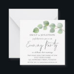 MINI Eucalyptus Wedding Evening Party Invite<br><div class="desc">PLEASE NOTE if you are in the US, the 2.5” square is smaller than the minimum US postage requirement so please choose size 5.25” x 5.25” square if you are intending to mail them (Note too that square cards may cost more to mail than rectangular ones). Eucalyptus Wedding Evening Party...</div>
