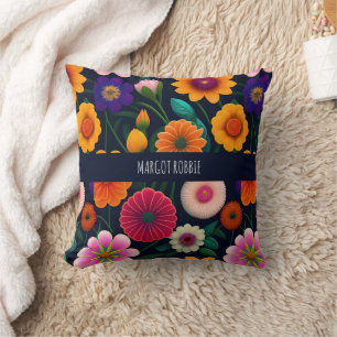 Mini Exotic Flowers Rainbow Pattern Cushion