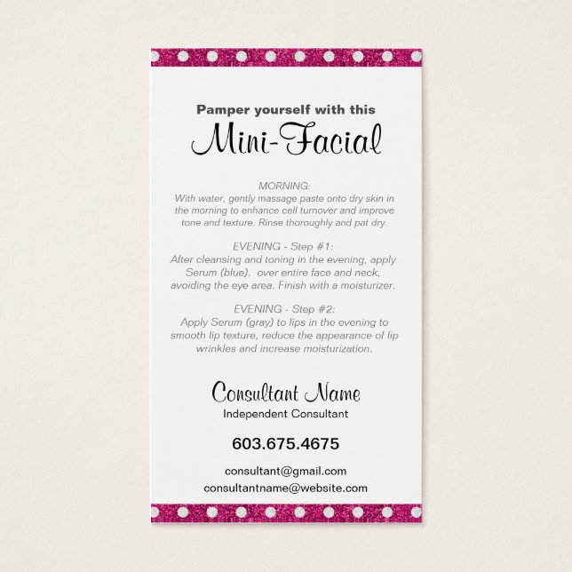 Mini-Facial Instruction Card (Front)