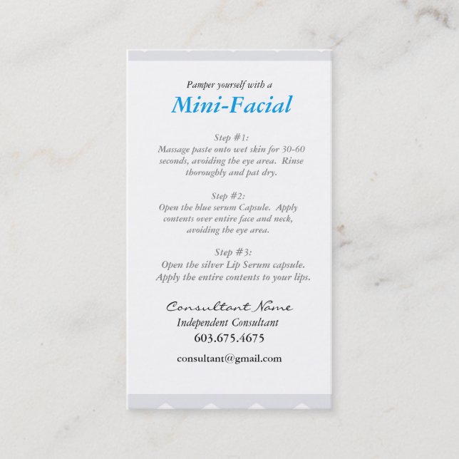 Mini Facial Instruction Card (Front)