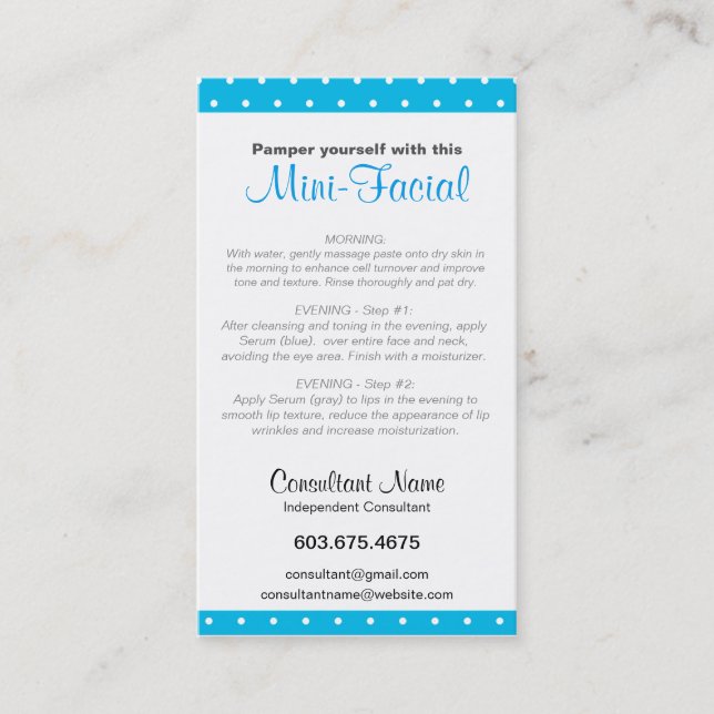 Mini-Facial Instruction Card (Front)
