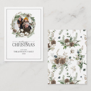 Mini Farmhouse Wreath Photo Merry Christmas Script Card