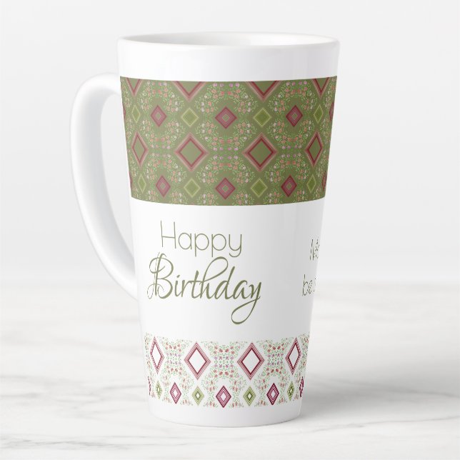 Mini Floral Happy Birthday Latte Mug (Left Angle)