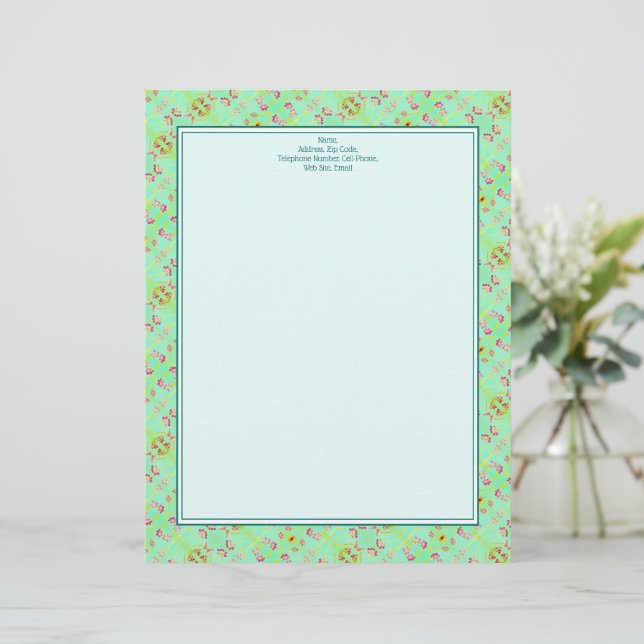 Mini Floral Patterned Custom Letterhead (Standing Front)