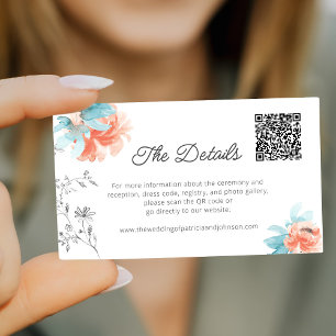 Mini floral QR code modern wedding details Enclosure Card