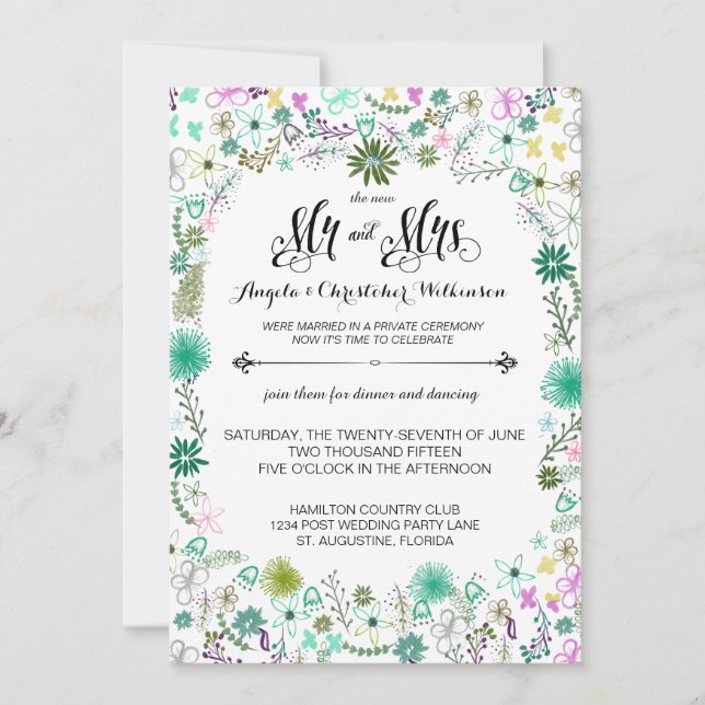 Mini Flowers Reception Only Post Wedding Invite (Front)