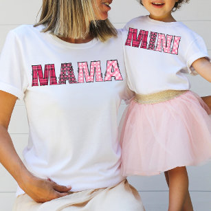 Mini Girl Cute Whimsical Rustic Pink Plaid Letters T-Shirt