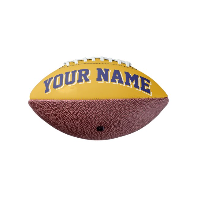 Mini GOLD AND NAVY BLUE Personalised Football American Football (Rotated 270)
