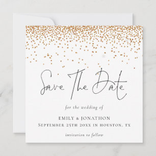 MINI Gold glitter Confetti Wedding Save The Date Card