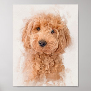 Mini Goldendoodle Dog Portrait Poster