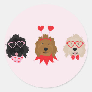 Mini Goldendoodle Dogs Valentines Day Classic Round Sticker