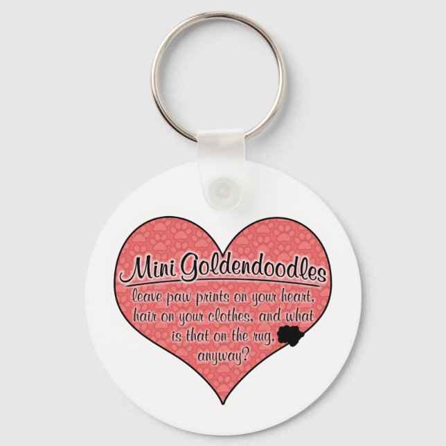 Mini Goldendoodle Paw Prints Dog Humour Key Ring (Front)