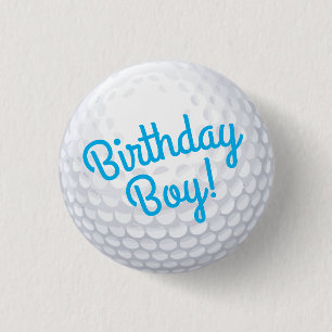 Mini Golf Balls Birthday Boy Party Kids Blue 3 Cm Round Badge