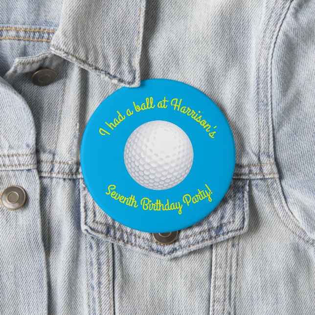 Mini Golf Balls Birthday Party Kids Blue 10 Cm Round Badge (In Situ)