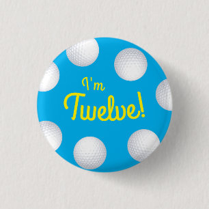 Mini Golf Balls Birthday Party Kids Blue 3 Cm Round Badge