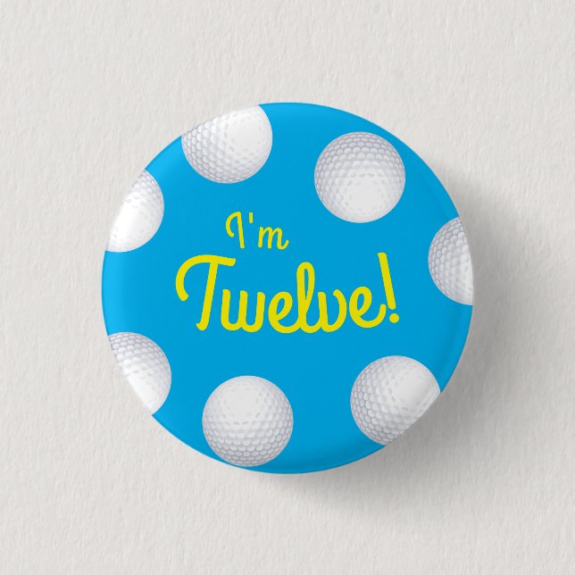 Mini Golf Balls Birthday Party Kids Blue 3 Cm Round Badge (Front)