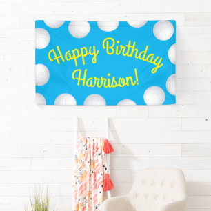 Mini Golf Balls Birthday Party Kids Blue Banner