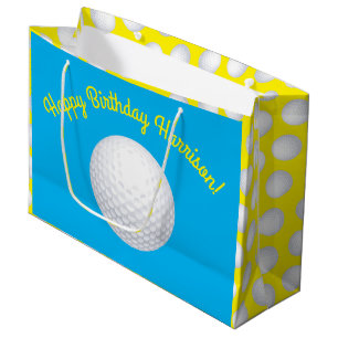 Mini Golf Balls Birthday Party Kids Blue Large Gift Bag