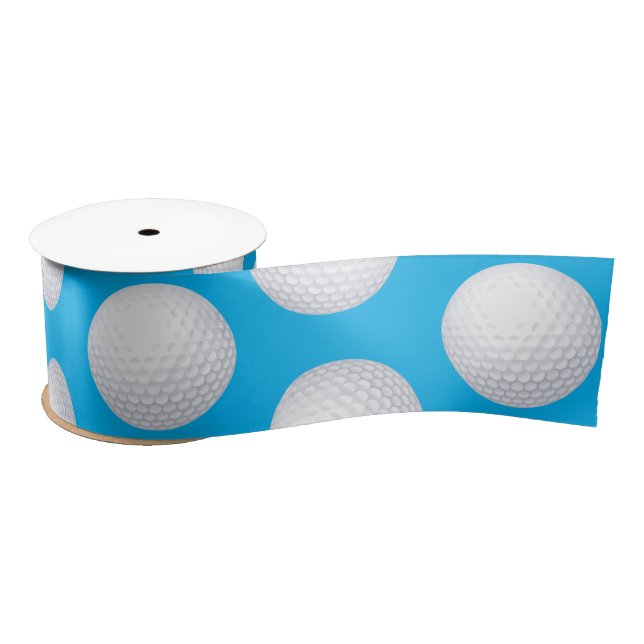 Mini Golf Balls Birthday Party Kids Blue Satin Ribbon (Spool)