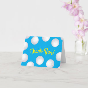 Mini Golf Balls Birthday Party Kids Blue Thank You Card