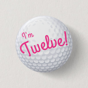 Mini Golf Balls Birthday Party Kids Pink 3 Cm Round Badge