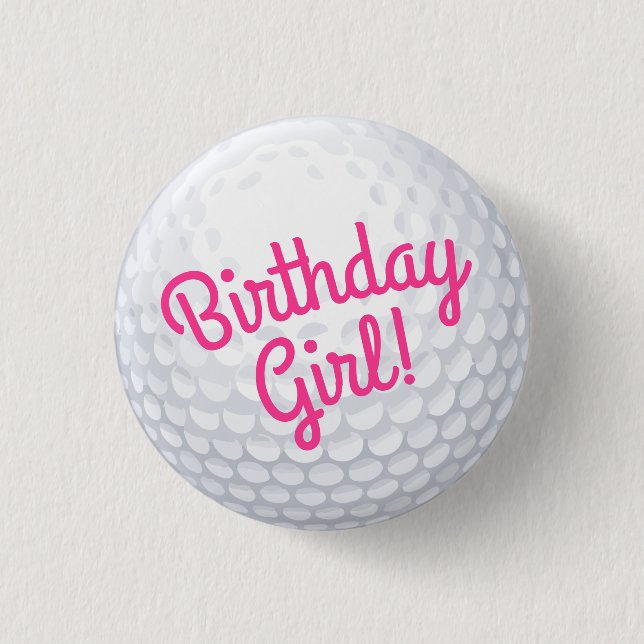Mini Golf Balls Birthday Party Kids Pink 3 Cm Round Badge (Front)