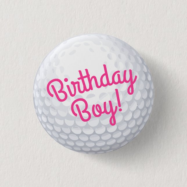 Mini Golf Balls Birthday Party Kids Pink 3 Cm Round Badge (Front)