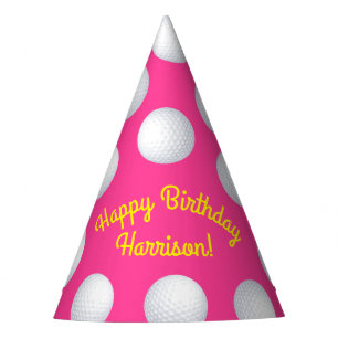 Mini Golf Balls Birthday Party Kids Pink Party Hat
