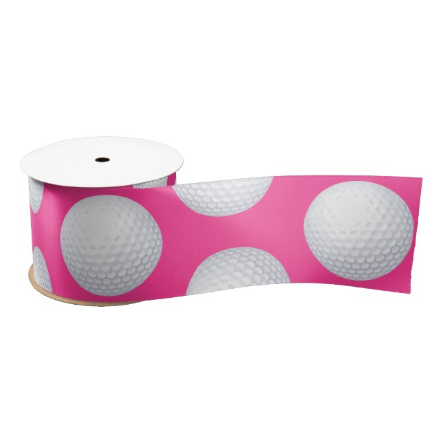 Mini Golf Balls Birthday Party Kids Pink Satin Ribbon (Spool)