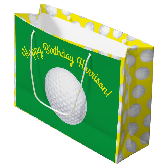Mini Golf Balls Birthday Party Kids Sports Large Gift Bag (Front Angled)