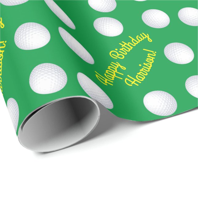 Mini Golf Balls Birthday Party Kids Sports Wrapping Paper (Roll Corner)
