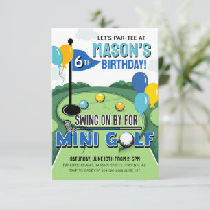 Mini Golf Birthday Invitation, Putt Putt Birthday  Invitation