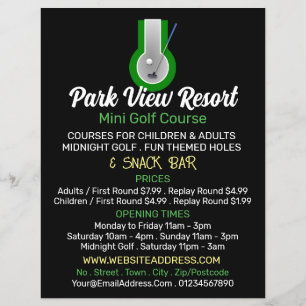 Mini Golf Logo, Mini Golf Course Advertising Flyer