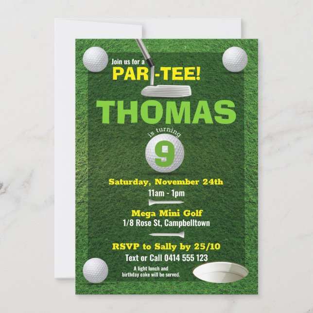 Mini Golf Putt Kids Birthday Party Invitation (Front)